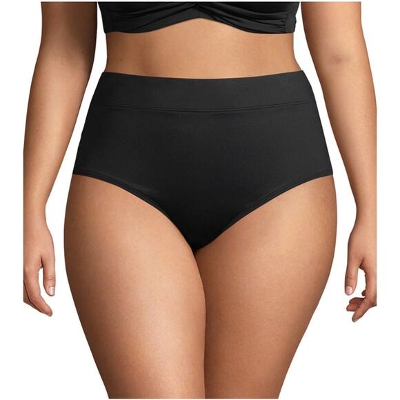 Lands' End High Waisted Bikini Bottoms in Black Women's Plus Size 22W - Picture 1 of 8